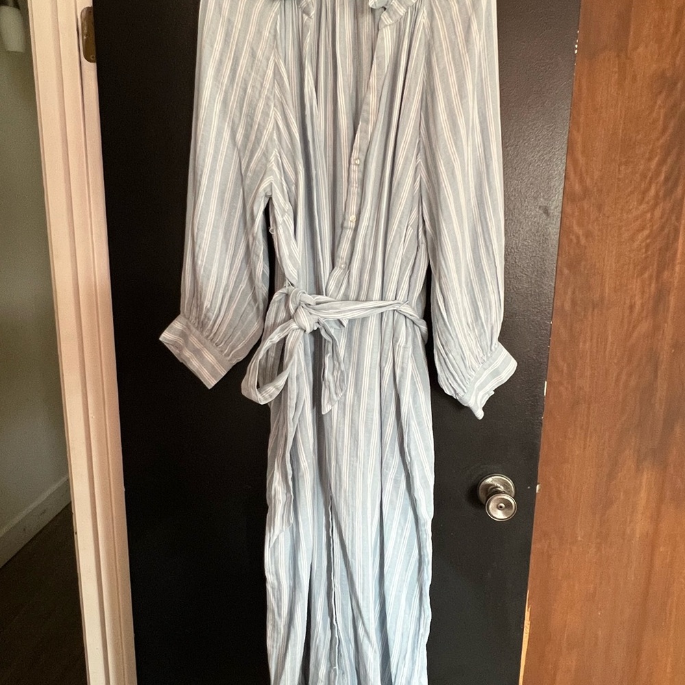 Striped Blue Button-Up Dress